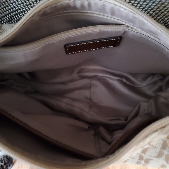 Vintage  Fossil Signature Canvas /Leather shoulder bag - Picture 12 of 14